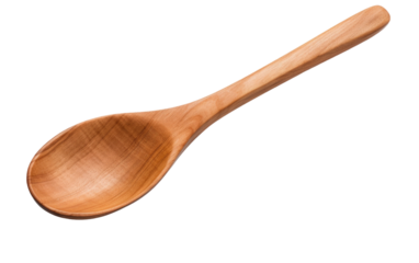Wooden Serving Spoon on a White or Clear Surface PNG Transparent Background