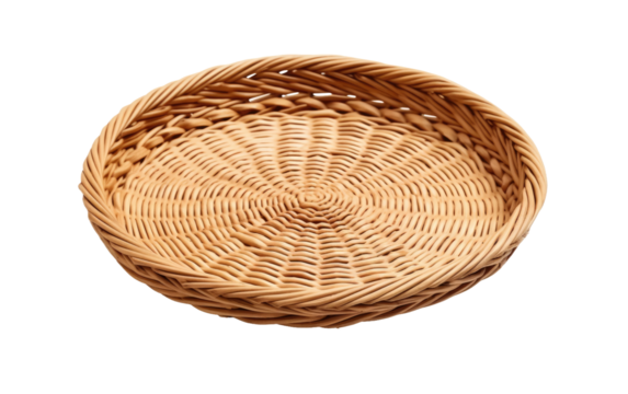 Wicker Serving Tray on a White or Clear Surface PNG Transparent Background