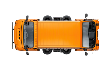 Orange Truck Top View on a White or Clear Surface PNG Transparent Background
