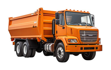 Orange Trash Disposal Truck on a White or Clear Surface PNG Transparent Background