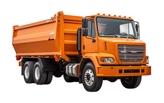 Orange Trash Disposal Truck on a White or Clear Surface PNG Transparent Background