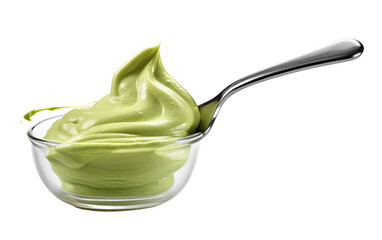 Fototapeta na wymiar Avocado Cream flowing through an Avocado on a White or Clear Surface PNG Transparent Background