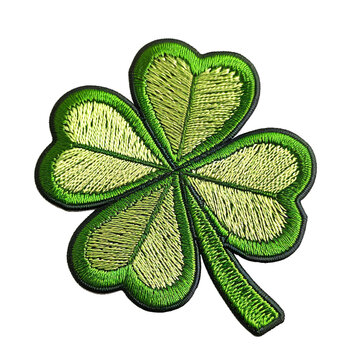 Four-leaf Clover Embroidered Patch, PNG, Transparent Background, St. Patrick's Day Decoration