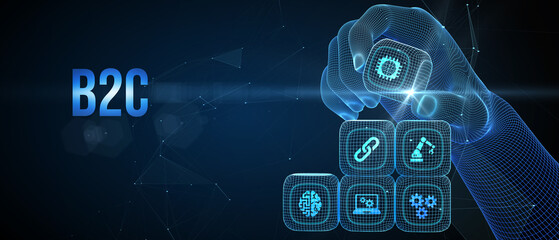 B2C Business to customer marketing strategy. 3d illustration