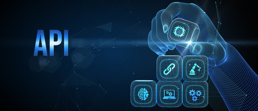 API - Application Programming Interface. Software development tool. Business, modern technology, internet and networking concept. 3d illustration