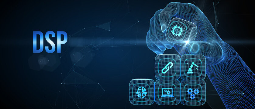 DSP - Demand Side Platform usiness, Technology, Internet and network concept. 3d illustration