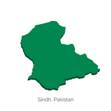 Sindh state of Pakistan map vector, illustration. Modern 3d Map of Sindh.