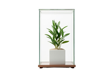 display cabinet plastic with a side plant on a White or Clear Surface PNG Transparent Background