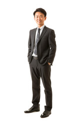 Obraz na płótnie Canvas Asian man wearing Business attire, standing, white background