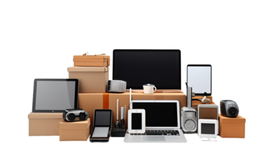 electronic gadgets box on a White or Clear Surface PNG Transparent Background