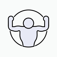 Powerful Icon. Muscular Symbol - Vector.   