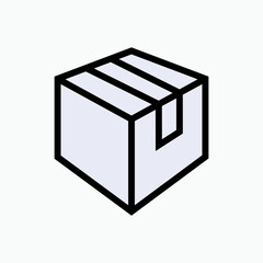 3D Package Box Icon. Parcel Symbol.    
