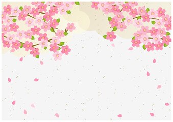 桜が美しい春の和風フレーム背景33和紙