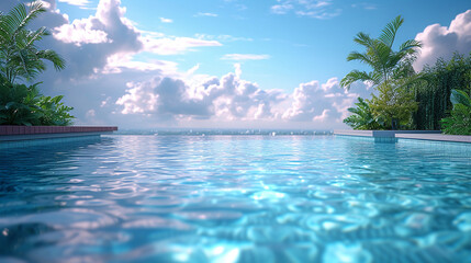 Fototapeta na wymiar Luxury empty hotel pool in a sunny day 