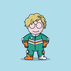 Cute cartoon character racer boy vector illustration