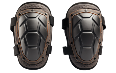 Black and brown knee pads on a White or Clear Surface PNG Transparent Background