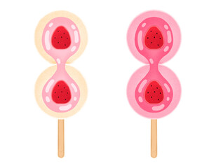 Dango Cartoon illustration Dango Isolated White Dango Japanese Dessert Dango With Topping Sauce And Strawberry