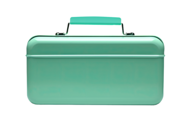 mint green metal lunchbox on a White or Clear Surface PNG Transparent Background