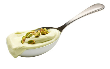Pistachio Cream flowing on a White or Clear Surface PNG Transparent Background