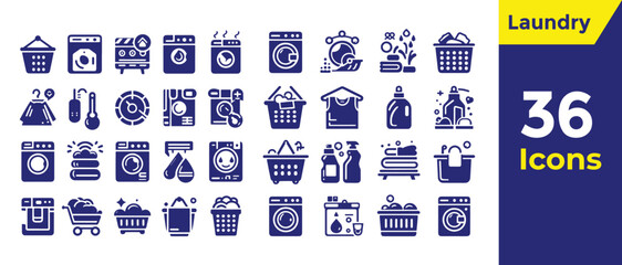 Laundry icon set - obrazy, fototapety, plakaty