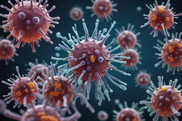 Fototapeta na wymiar Virus through microscope