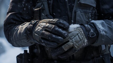 Tactical Gloves in Winter Setting
