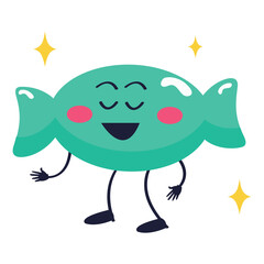 Sticker of colorful set. Sweetness in messages with this cute candy sticker feature an adorable cartoon design on a white background. Vector illustration.