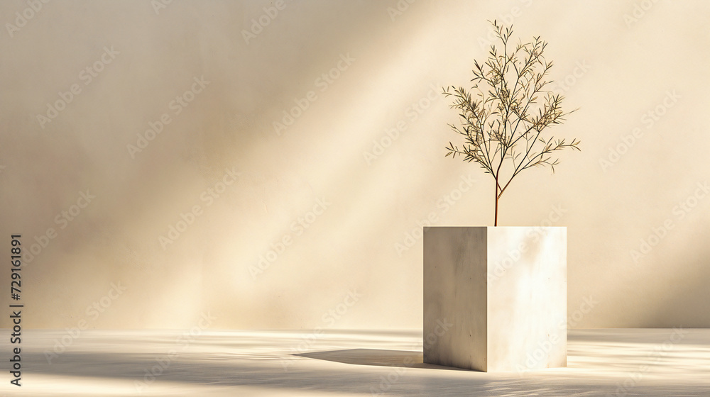 Poster artistic play of light and shadow on a wall, creating an intriguing pattern of tree branches and lea