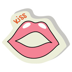 Sticker of colorful set. This cute sticker feature a delightful cartoon design of sexy lips and a white background. Vector illustration.