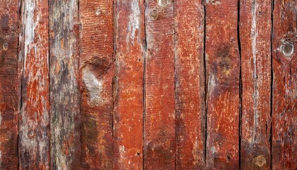 Obraz premium Wooden background of old peeled red timber.