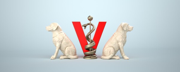 Aesculapian Staff Dog Veterinarian - 3D illustration