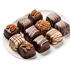 chocolate pralines on transparent background