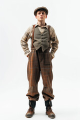 man wearing Vintage attire, standing , white background