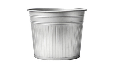 Silver Plastic Flower Pot on a White or Clear Surface PNG Transparent Background