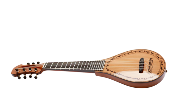 Musical sitar on a White or Clear Surface PNG Transparent Background