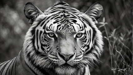 tiger in black and white style