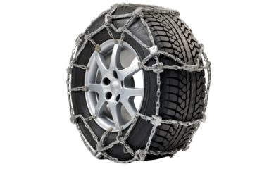 Snow Chains on wheel on a White or Clear Surface PNG Transparent Background