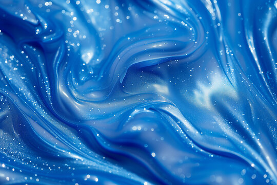 blue glitter liquid gel or slime texture close up