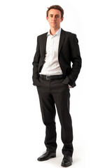  man wearing Business attire, standing, white background