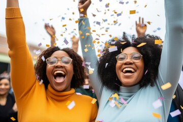 Celebration in office party diverse employees men women colleagues having fun meeting smiling festivity corporate event businessman teamwork confetti celebrating business achievements cooperation