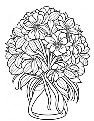 flowers in a vase coloring book for children and adults