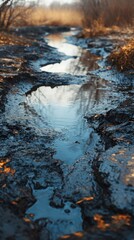 Crude oil spills on land, pollution