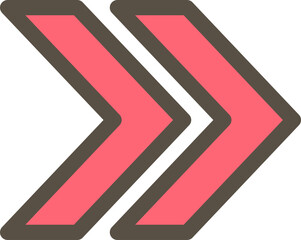 加速する赤い矢印のシンプルなイラスト