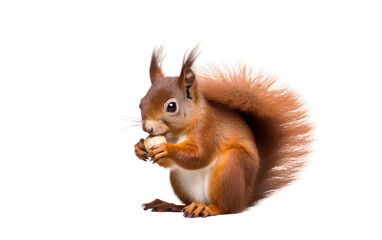 Fototapeta premium squirrel nibbling on a nut on a White or Clear Surface PNG Transparent Background