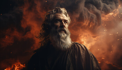 Fototapeta premium Recreation of celestial God with extended arms