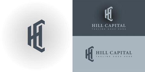 abstract initial letter HC or CH logo in deep blue color isolated in white background applied for private investment company logo also suitable for the brands or companies that have initial name CH