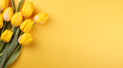 Tulips on yellow background