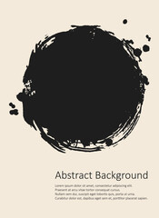 Black and white abstract background with ink brush design elements.