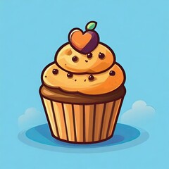 Illustration vector graphic of cute cup cake cartoon vector icon illustration