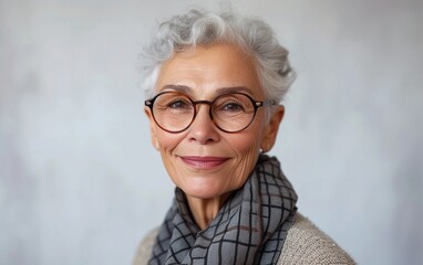 Multiracial Older Woman Wearing Glasses and Scarf